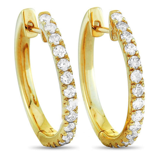 Original LB Exclusive 14K Yellow Gold 0.50 ct Diamond Pave Hoop Earrings