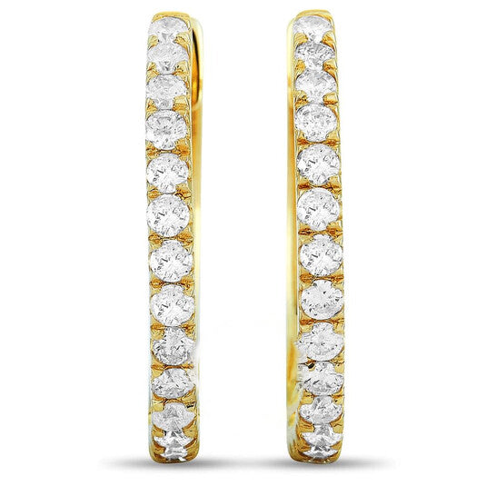 Original LB Exclusive 14K Yellow Gold 0.50 ct Diamond Pave Hoop Earrings