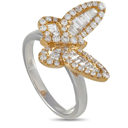 Original LB Exclusive 18K White and Yellow Gold 1.33 ct Diamond Butterfly Ring