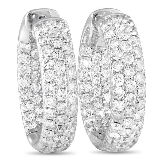 Original LB Exclusive 18K White Gold 4.15ct Diamond Pave Inside Out Hoop Earrings