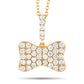 Original LB Exclusive 18K Yellow Gold 0.80 ct Pave Diamond Bow Pendant Necklace