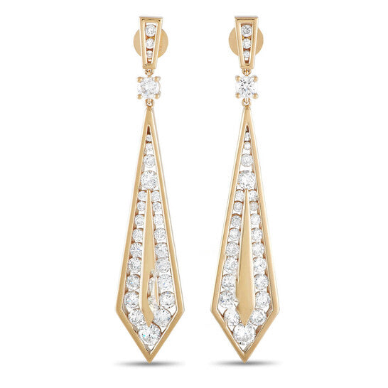 Original LB Exclusive 18K Yellow Gold 3.55ct Diamond Geometric Drop Earrings