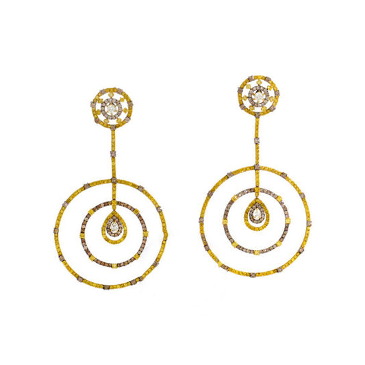 Original LB Exclusive 18K Yellow Gold Multi Diamond Drop Earrings