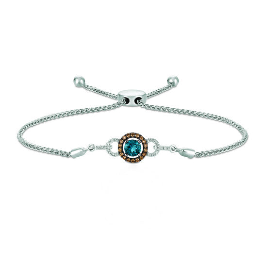 Original Le Vian Chocolatier Bolo Bracelet Deep Sea Blue Topaz, Chocolate Diamonds, Vanilla Diamonds set in 14K Vanilla Gold B021009BT-14WW-