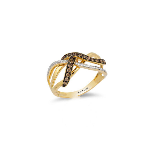 Original Le Vian Chocolatier Ring Chocolate Diamonds, Vanilla Diamonds set in 14K Honey Gold Ring Size 7 KJR1261BDDIA