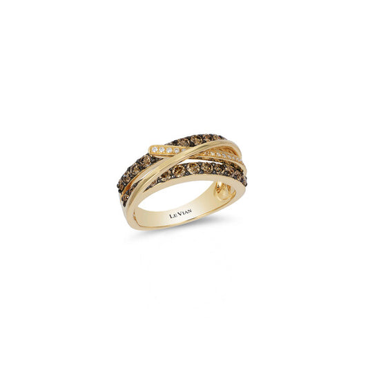 Original Le Vian Chocolatier Ring Chocolate Diamonds, Vanilla Diamonds set in 14K Honey Gold Ring Size 7 R4263DB