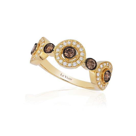 Original Le Vian Chocolatier Ring Chocolate Diamonds, Vanilla Diamonds set in 14K Honey Gold Ring Size 7 R4908DB