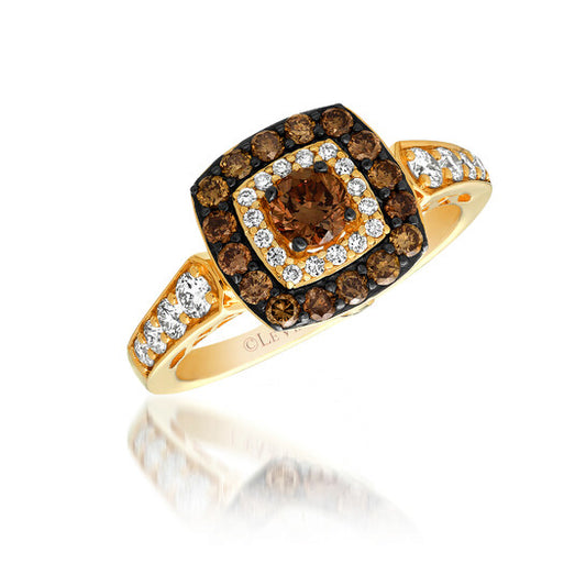 Original Le Vian Chocolatier Ring Chocolate Diamonds, Vanilla Diamonds set in 14K Honey Gold Ring Size 7 R4901DB