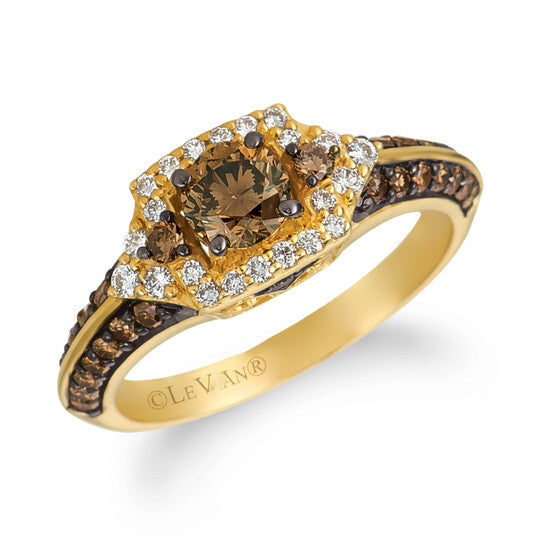 Original Le Vian Chocolatier Ring Chocolate Diamonds, Vanilla Diamonds set in 14K Honey Gold Ring Size 7 R5374DB