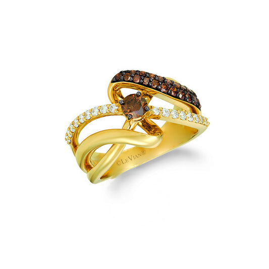 Original Le Vian Chocolatier Ring Chocolate Diamonds, Vanilla Diamonds set in 14K Honey Gold Ring Size 7 R5790DB