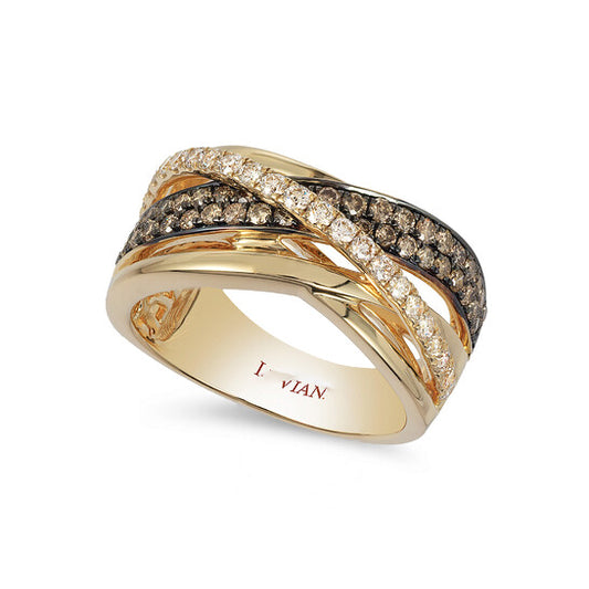 Original Le Vian Chocolatier Ring Chocolate Diamonds, Vanilla Diamonds set in 14K Honey Gold Ring Size 7 YQII 380