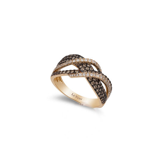 Original Le Vian Chocolatier Ring Chocolate Diamonds, Vanilla Diamonds set in 14K Honey Gold Ring Size 7 R16101BR