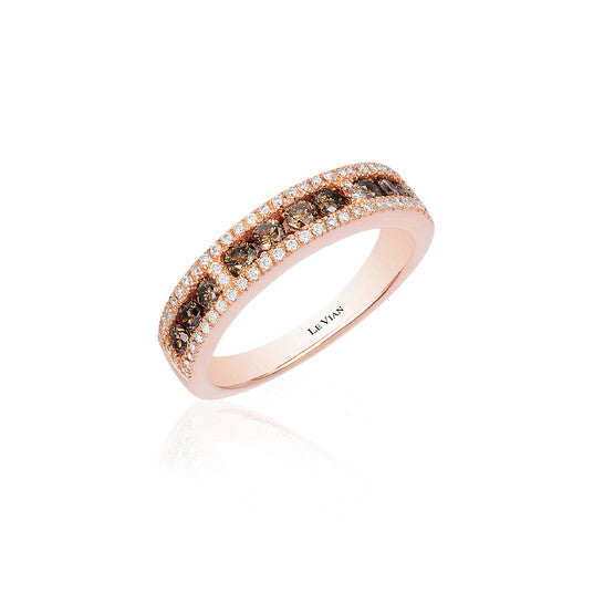 Original Le Vian Chocolatier Ring Chocolate Diamonds, Vanilla Diamonds set in 14K Strawberry Gold Ring Size 7 R4824DB