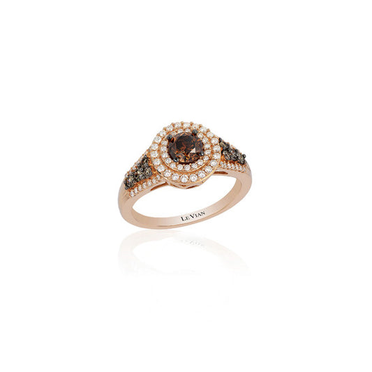 Original Le Vian Chocolatier Ring Chocolate Diamonds, Vanilla Diamonds set in 14K Strawberry Gold Ring Size 7 56230