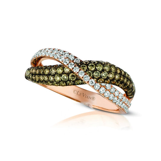 Original Le Vian Chocolatier Ring Chocolate Diamonds, Vanilla Diamonds set in 14K Strawberry Gold Ring Size 7 R16990BR