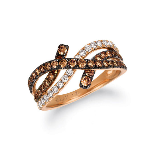 Original Le Vian Chocolatier Ring Chocolate Diamonds, Vanilla Diamonds set in 14K Strawberry Gold Ring Size 7 R20035BRN9