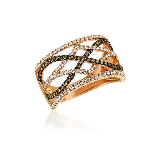 Original Le Vian Chocolatier Ring Vanilla Diamonds, Chocolate Diamonds set in 14K Strawberry Gold Ring Size 7 R22791BRN