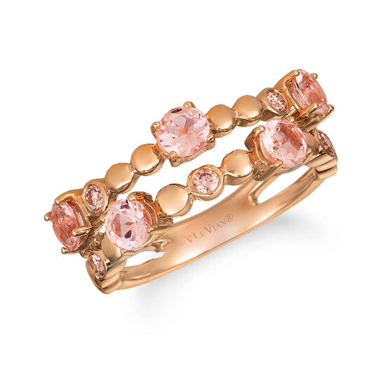 Original Le Vian Creme Brulee Ring Peach Morganite, Nude Diamonds set in 14K Strawberry Gold Ring Size 7 R5892MOR/C2