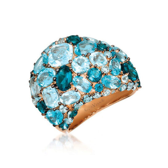 Original Le Vian Ladies Blue Topaz Rings set in 14K Strawberry Gold