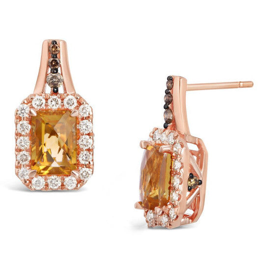 Original Le Vian Ladies Citrine Earrings in 14K Strawberry Gold