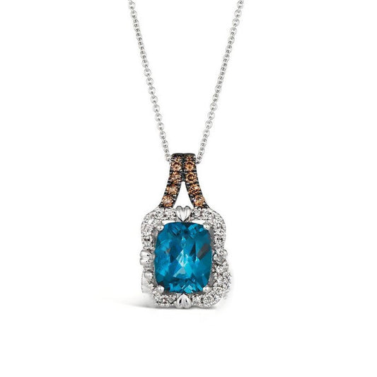 Original Le Vian Ladies Deep Sea Blue Topaz Necklaces set in 14K Vanilla Gold