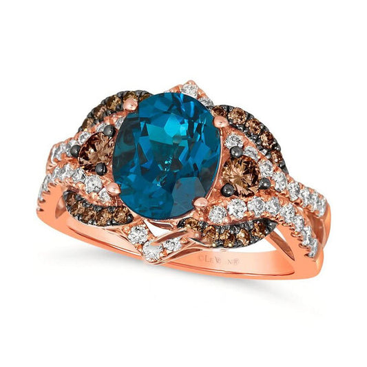 Original Le Vian Ladies Deep Sea Blue Topaz Rings set in 14K Strawberry Gold