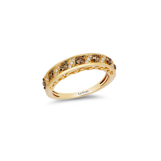 Original Le Vian Red Carpet Ring Chocolate Diamonds, Vanilla Diamonds set in 14K Honey Gold Ring Size 7 41287