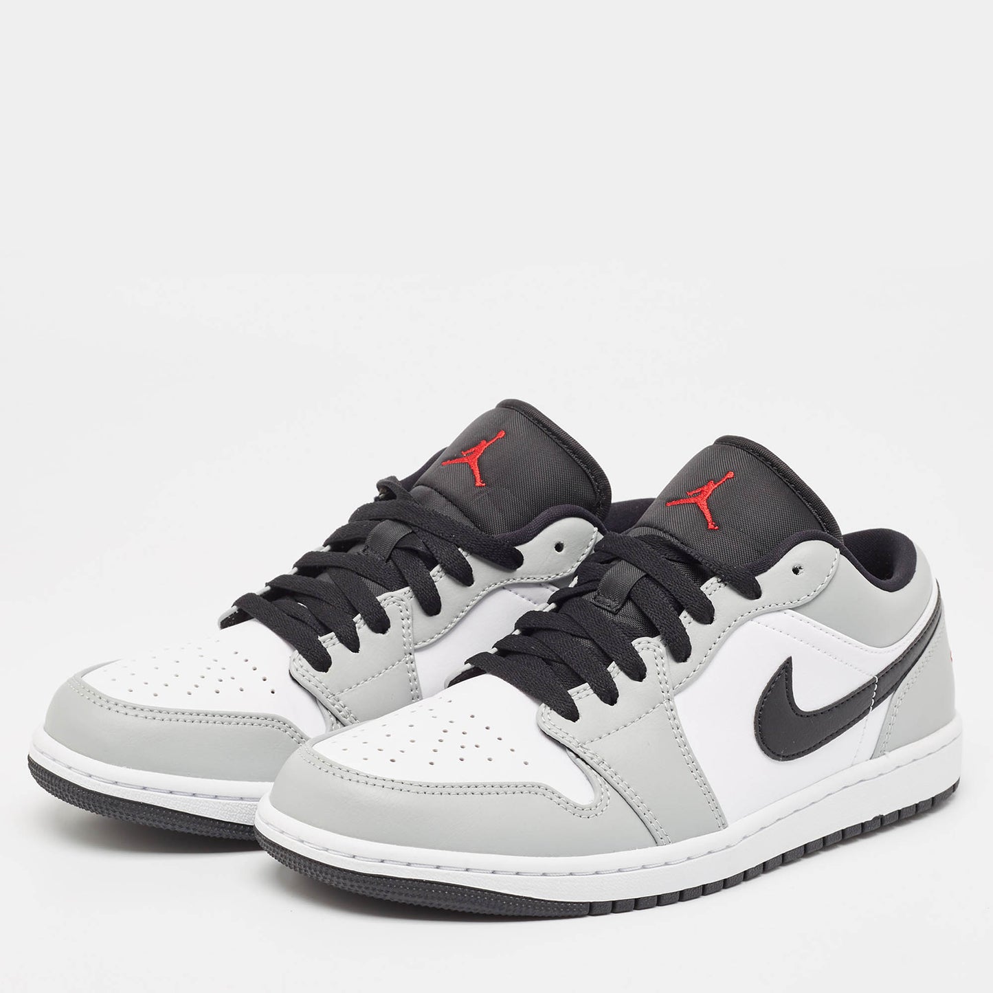 Original Air Jordans Grey/White Leather Jordan 1 Low Light Smoke Grey Sneakers Size 42 (Never Used)