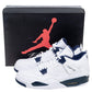 Original Air Jordan White/Legend Blue Leather Columbia Jordan 4 Retro Sneakers Size 42 (Never Used)