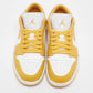 Original Air Jordans Yellow/White Leather Jordan 1 Low Pollen Sneakers Size 43