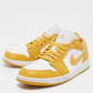 Original Air Jordans Yellow/White Leather Jordan 1 Low Pollen Sneakers Size 43