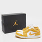 Original Air Jordans Yellow/White Leather Jordan 1 Low Pollen Sneakers Size 43