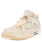 Original Air Jordan x Off White Beige Leather And Mesh 4 Retro Sail Sneakers Size 43