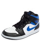 Original Air Jordan 1 White/Black Racer Blue Leather and Fabric Mid Sneakers Size 46