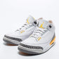 Original Air Jordan White Leather Jordan 3 Retro Laser Orange High Top Sneakers Size 39