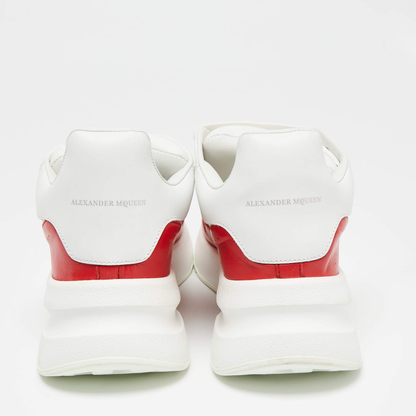 Original Alexander McQueen White/Red Leather And Mesh Oversized Runner Low Top Sneakers Size 41 (Never Used)