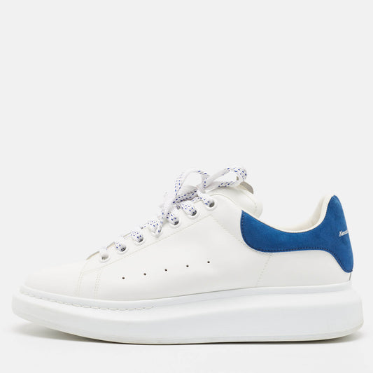 Original Alexander McQueen White/Blue Leather and Suede Oversized  Sneakers Size 43