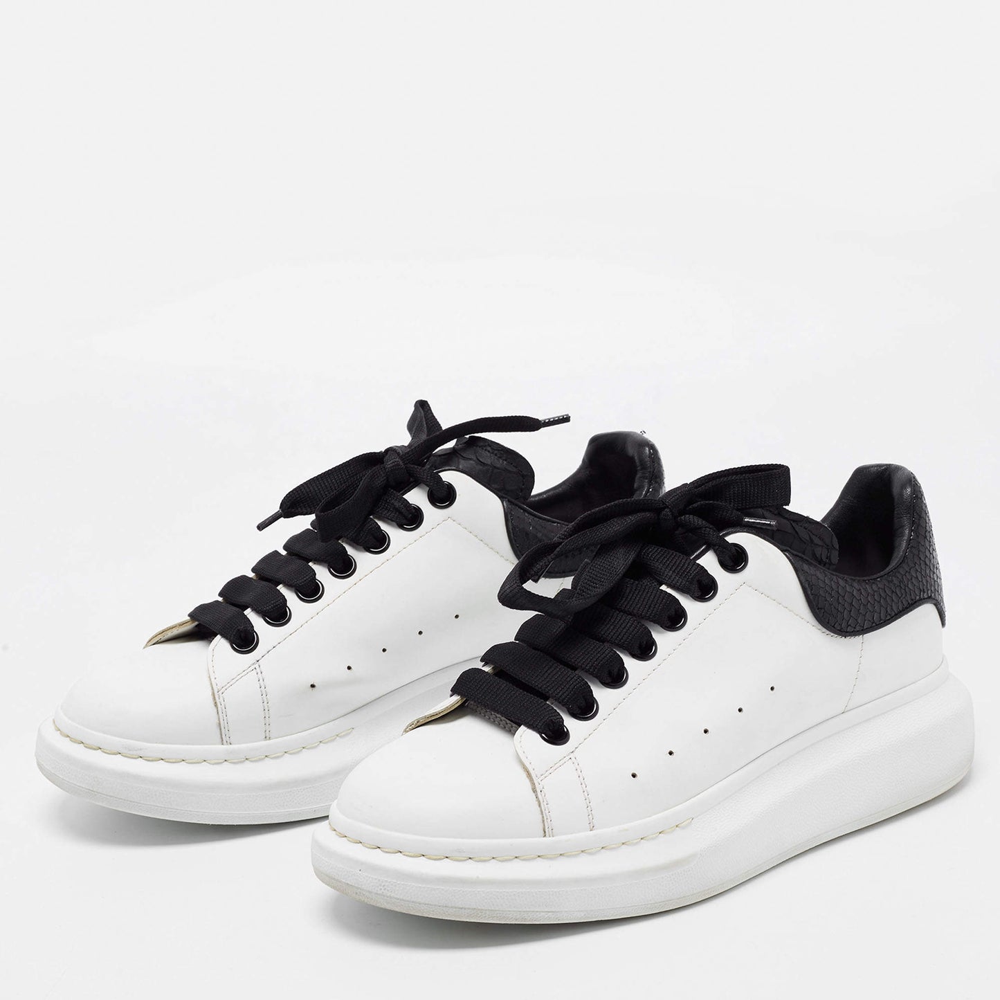 Original Alexander McQueen White Leather Oversized Sneakers Size 41