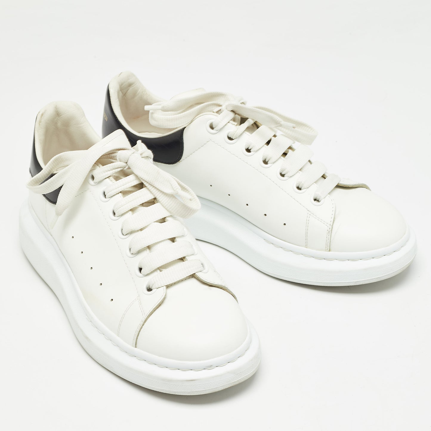 Original Alexander McQueen White Leather Larry Sneakers Size 42.5