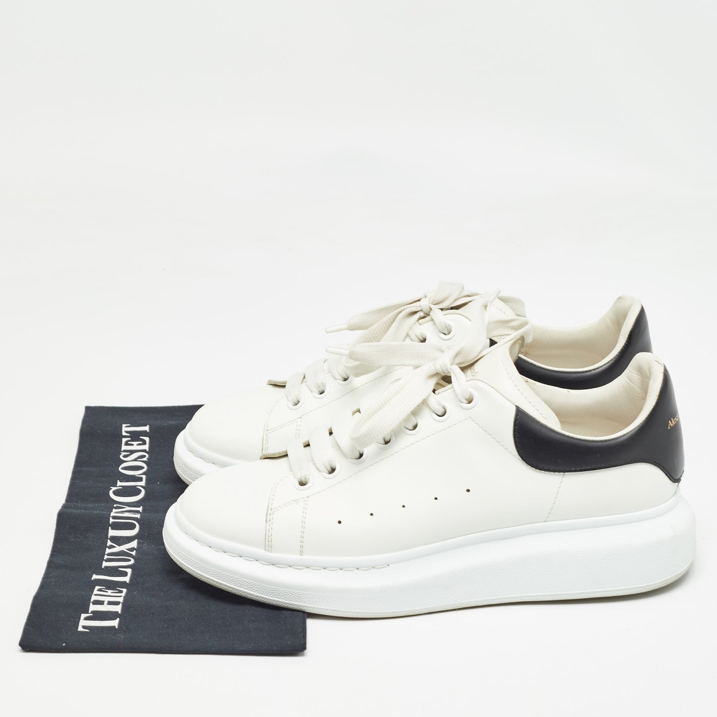 Original Alexander McQueen White Leather Larry Sneakers Size 42.5