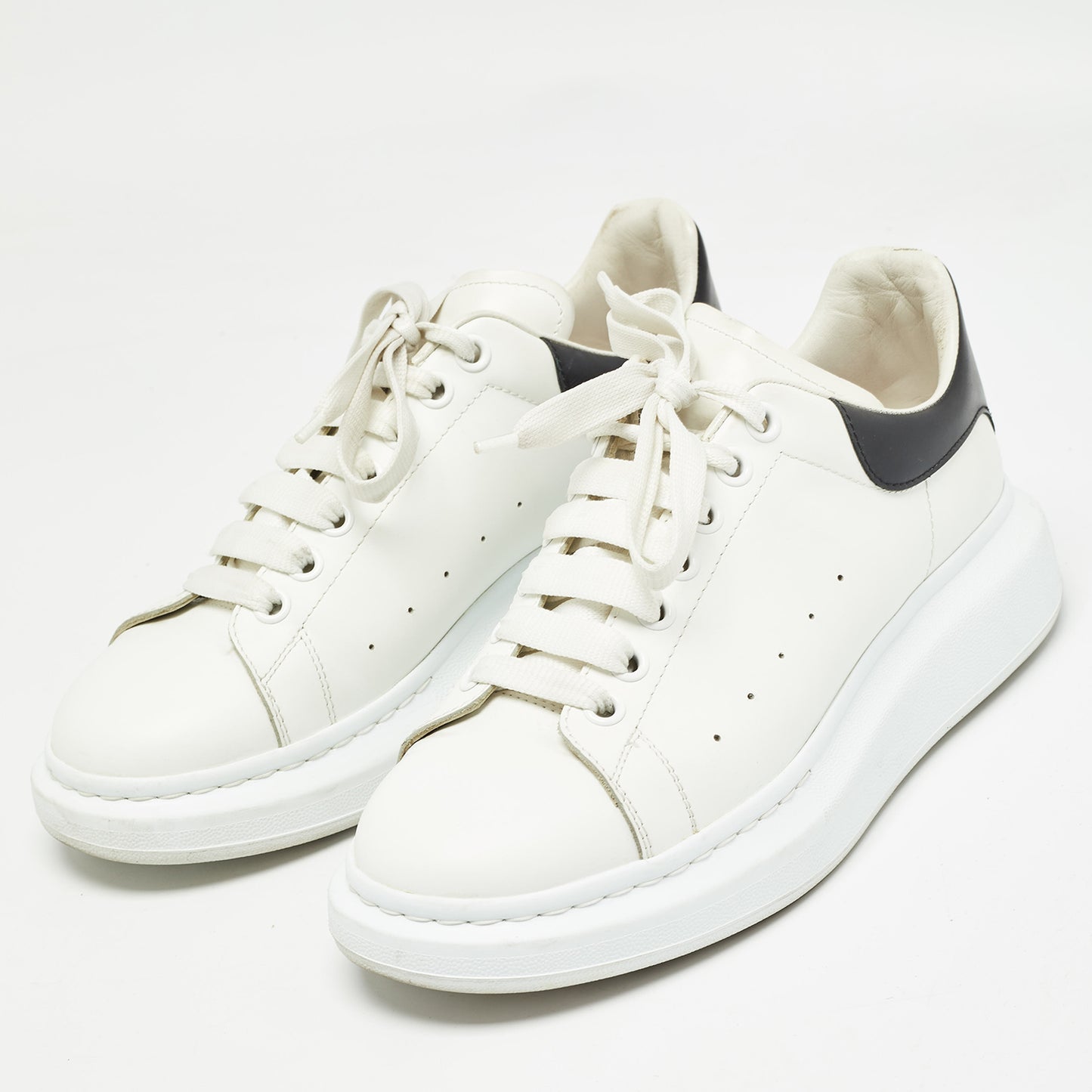 Original Alexander McQueen White Leather Larry Sneakers Size 42.5