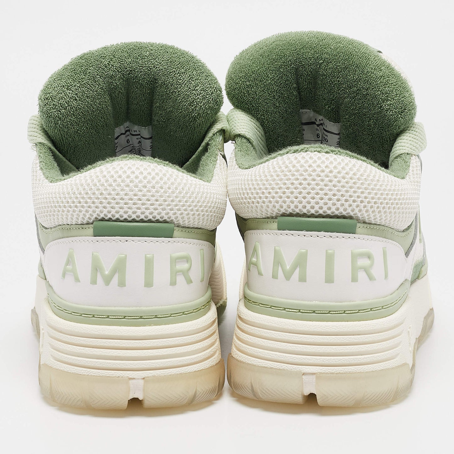 Original Amiri White/Green Leather and Mesh MA1 Lace Up Sneakers Size 40 (Never Used)