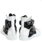 Original Amiri White/Black Leather Bandana Sunset Lace High Top Sneakers Size 42