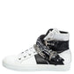 Original Amiri White/Black Leather Bandana Sunset Lace High Top Sneakers Size 42