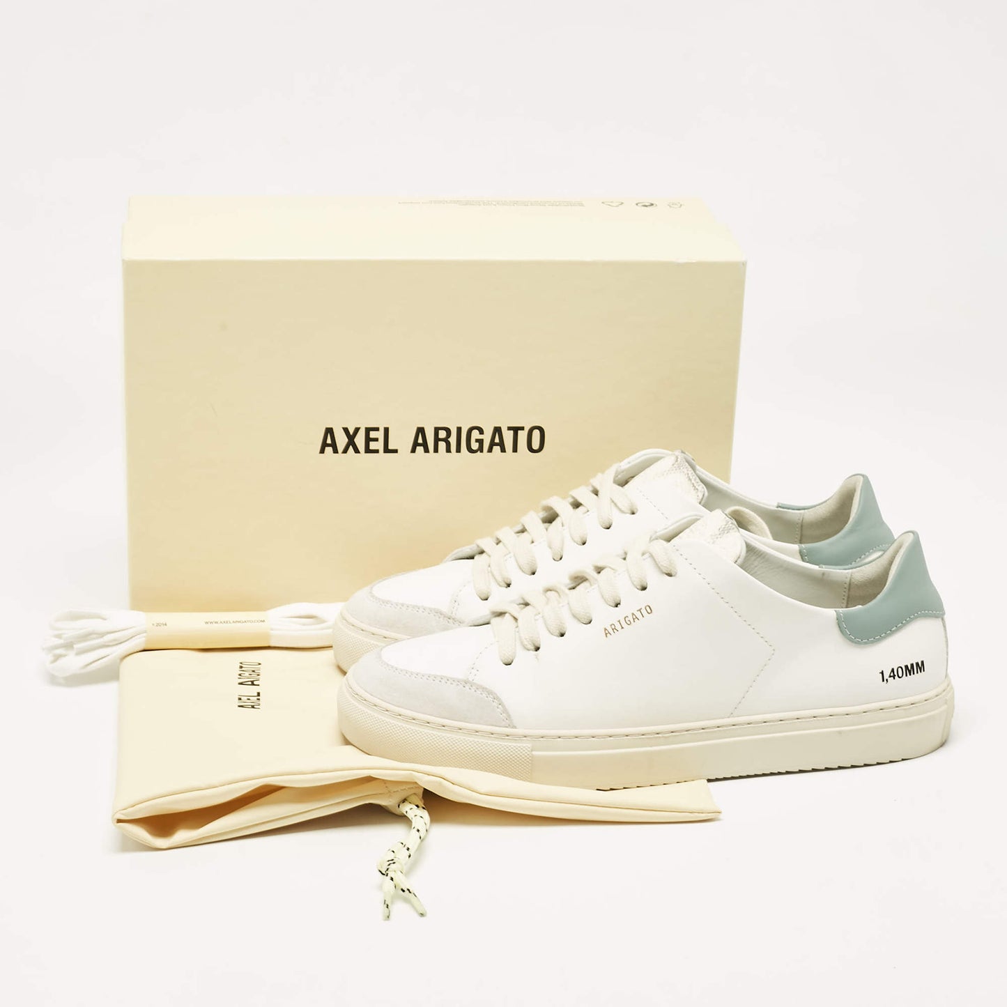 Original Axel Arigato White Leather and Suede Clean 90 Sneakers Size 40