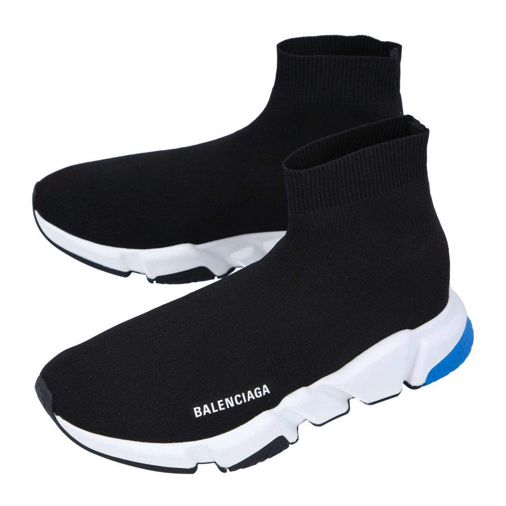 Original Balenciaga Black/White/Blue Knit Speed Sneakers Size EU 44 (Never Used)