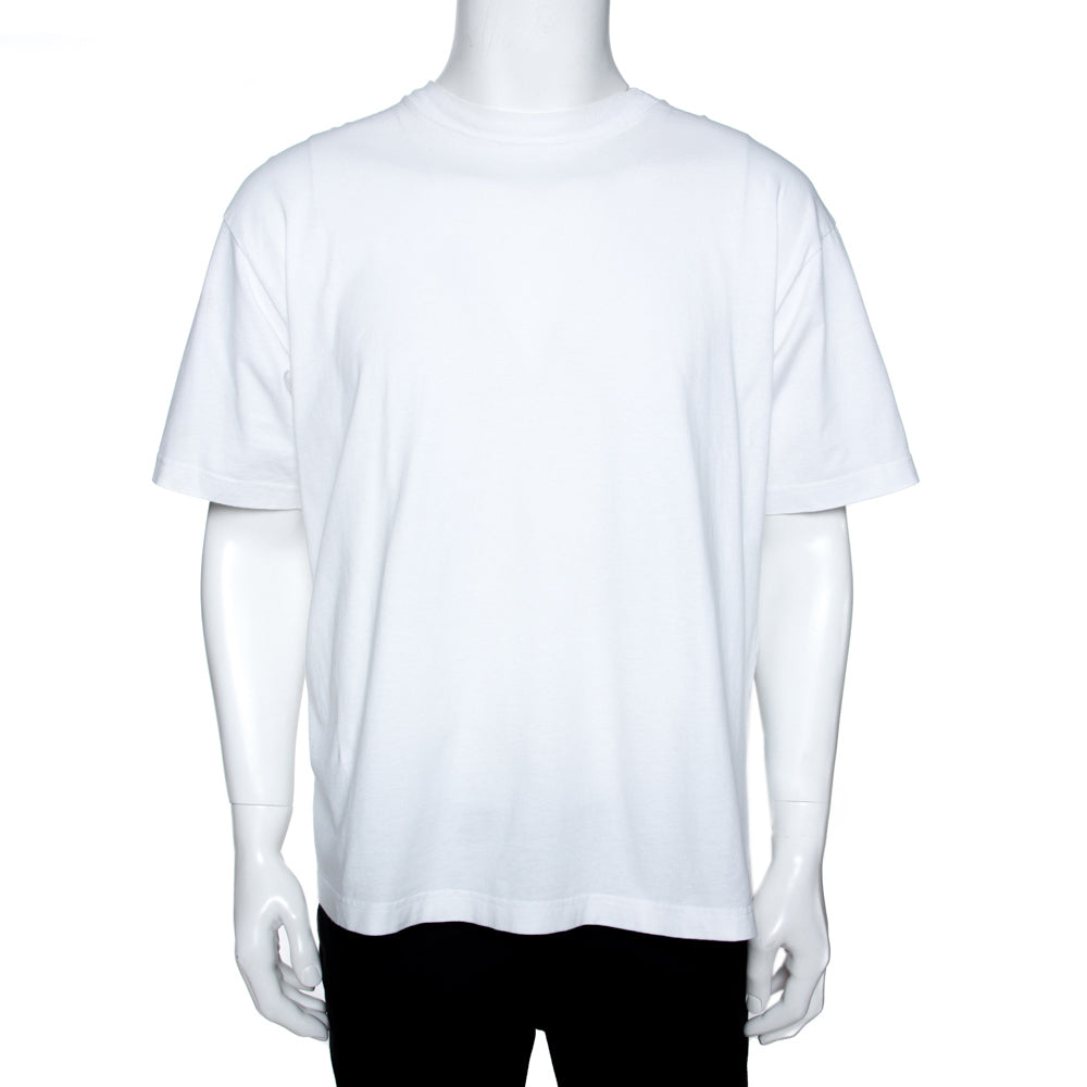 Original Balenciaga White Logo Print Cotton Oversized T-Shirt L