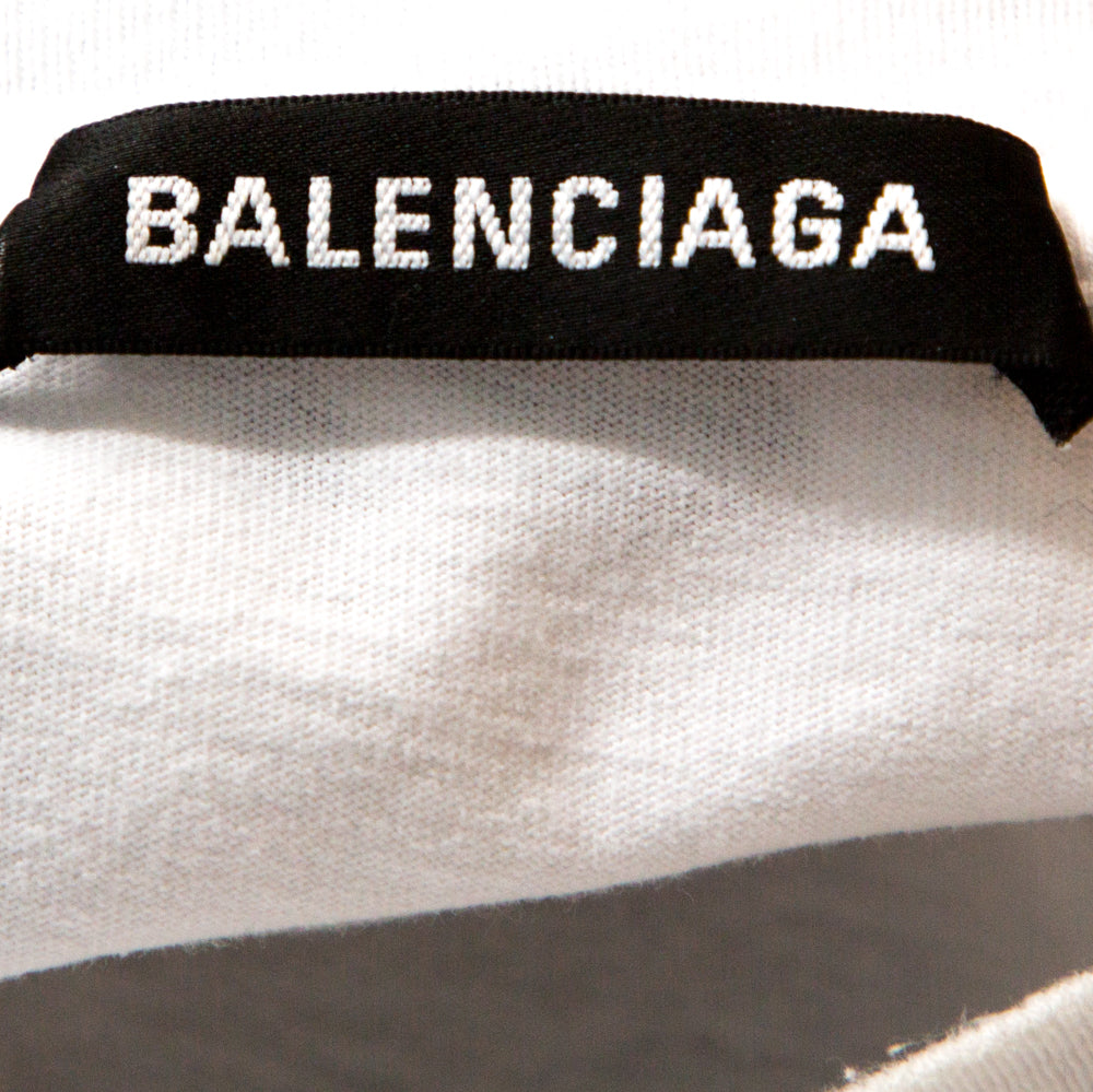 Original Balenciaga White Logo Print Cotton Oversized T-Shirt L