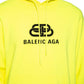 Original Balenciaga Neon Yellow Cotton Logo Printed Oversized Hoodie M