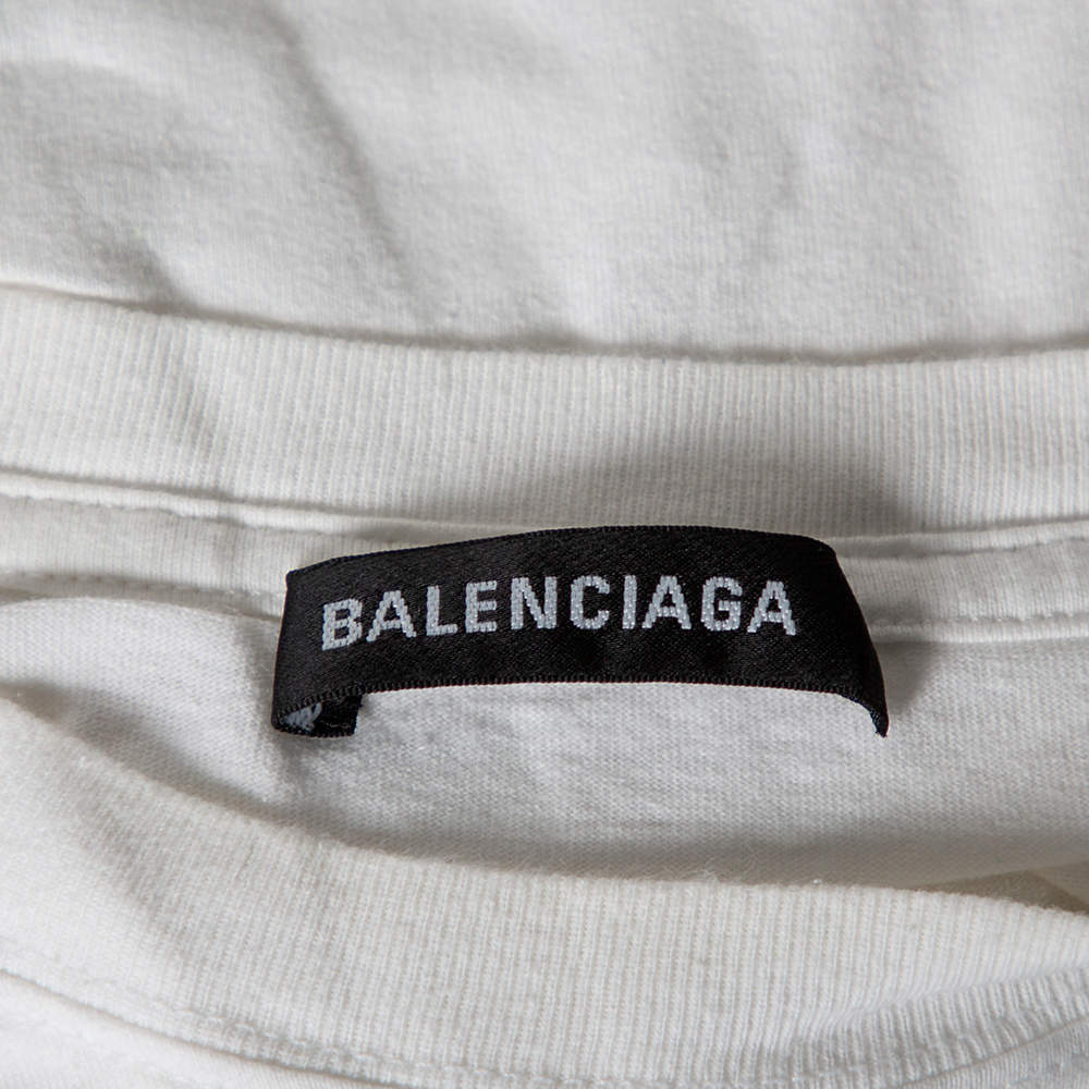 Original Balenciaga White Cotton Short Sleeve Oversized T-Shirt XS